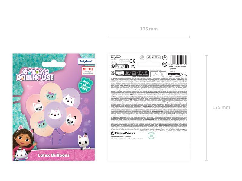 Balony Lateksowe Strong Koci Domek Gabi Pastelowe Mix 30 Cm 6 Szt