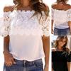 Offshoulder Short Womens Sleeve Lace Hollow Baggy Casual Tshirt Blouse Tops