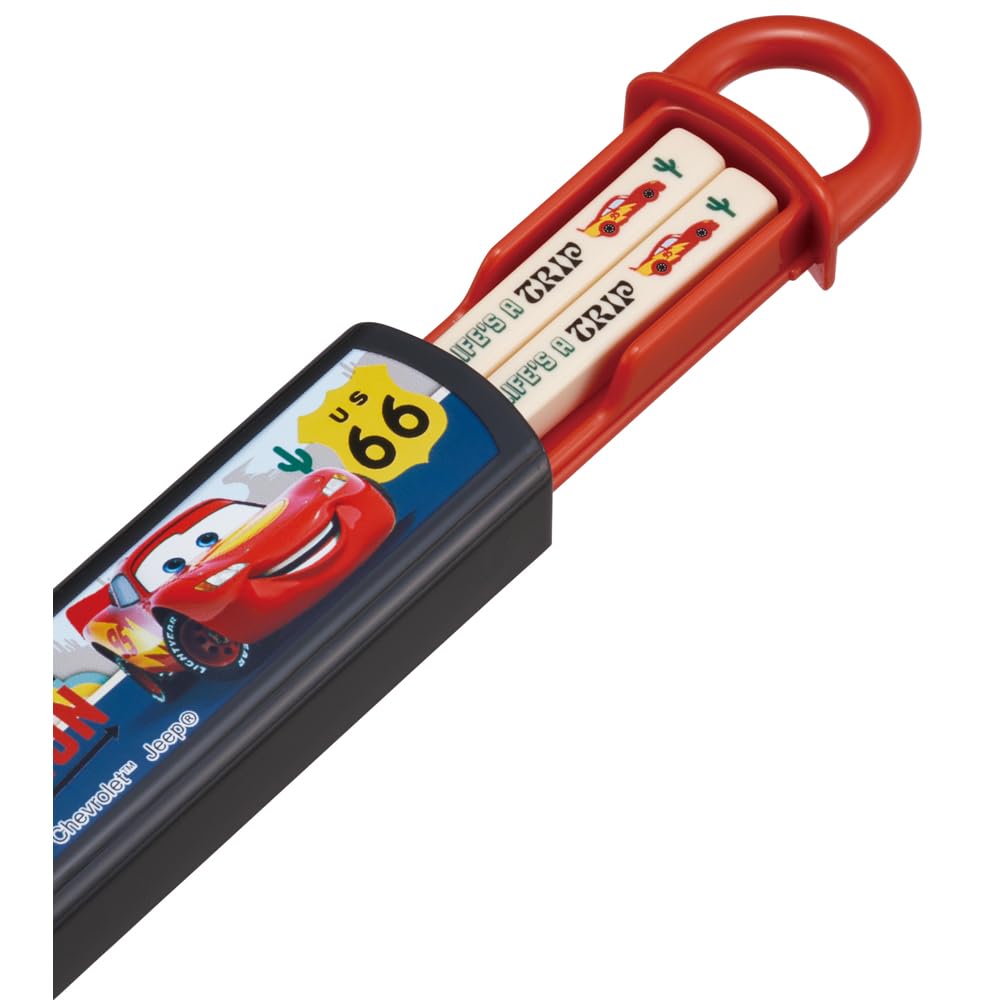 Skater Chopsticks and Chopstick Case Perfect for Sliding Made In Disney Cars 24 Children's Set, 16.5cm, Lunchboxes, Antibacterial, Easy-Opening