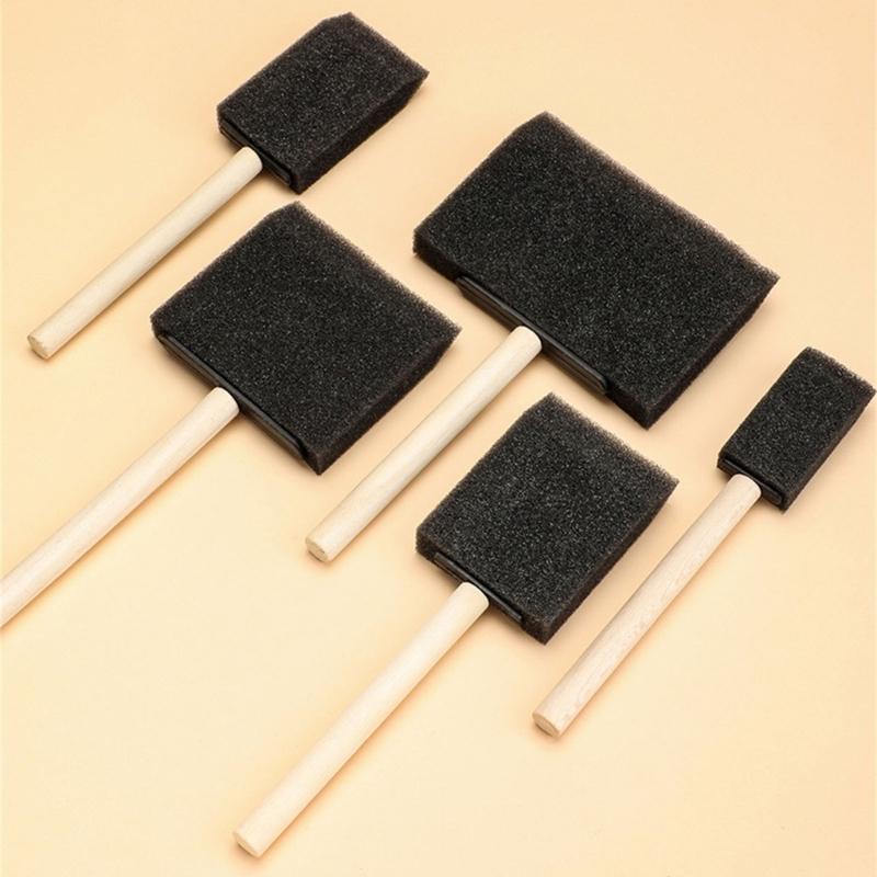 Sponge Brushes Set For Painting And Crafting With Foam Heads And Ergonomic Wood Grips for Various Painting Coloring Task