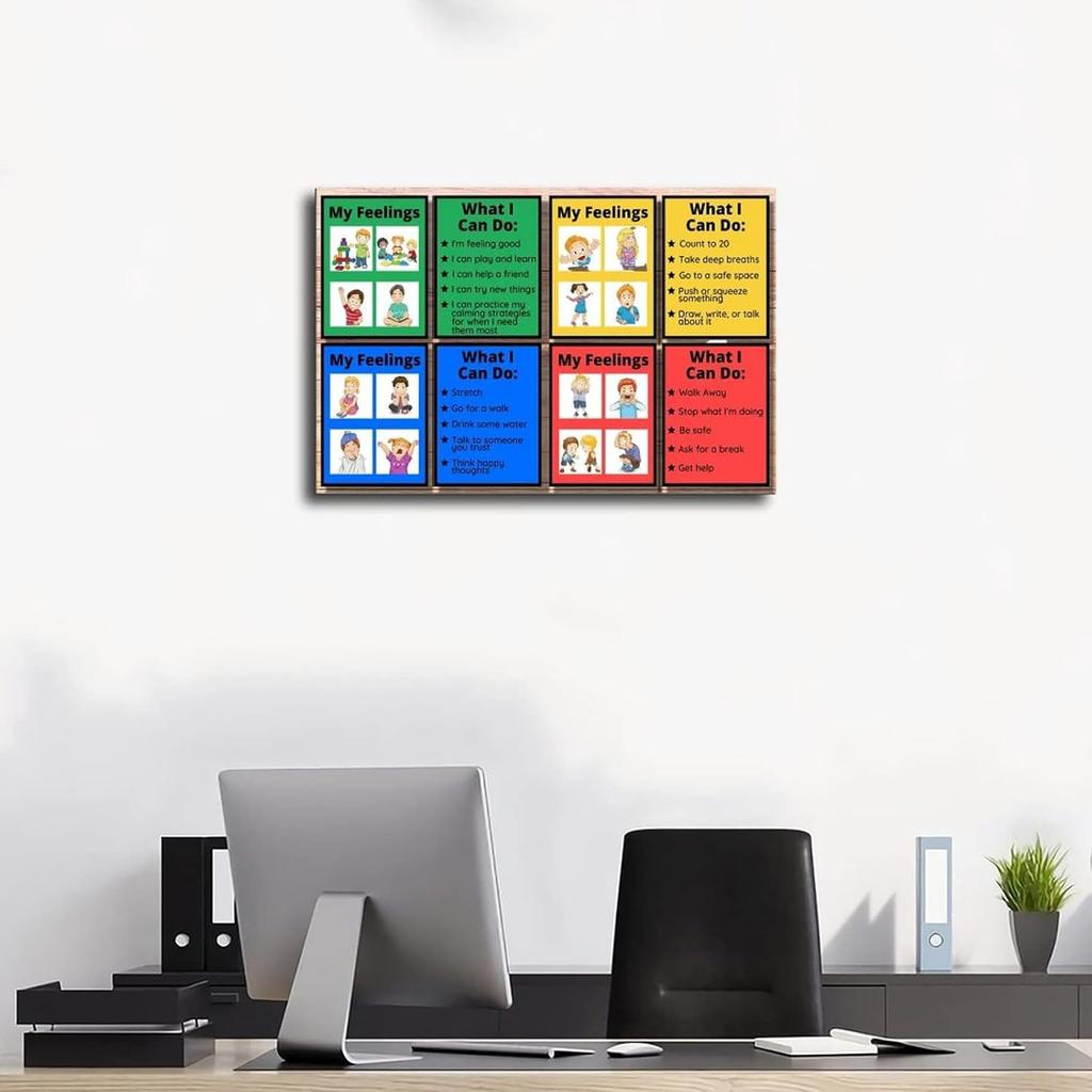 MYLU Emotional Management Zones Of Regulation Educational Poster 6 Canvas Poster Bedroom Decor Sports Landscape Office Room Decor Gift Unframe-style