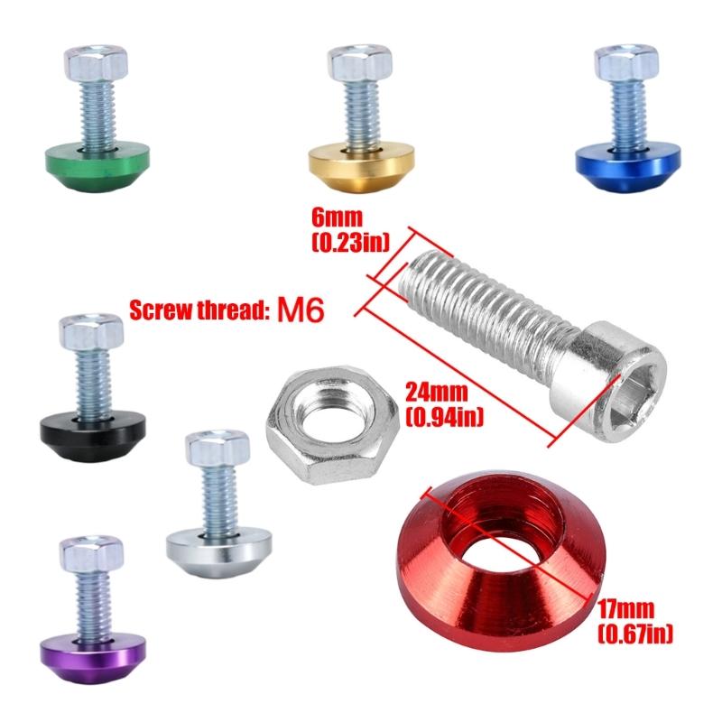 Motorcycle Plate Mounting Hardware with Anodized Countersunk Washers, Socket-Head Bolts and Nuts for Replacement