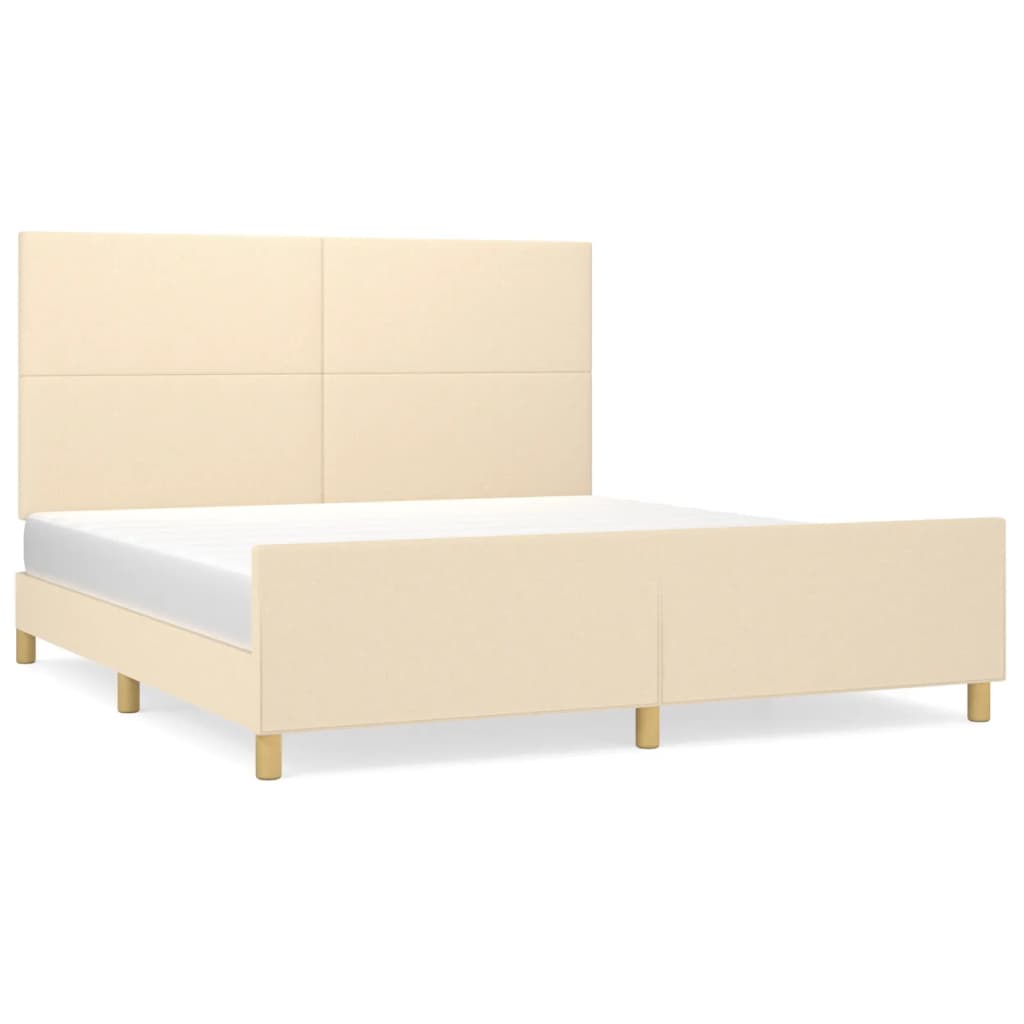 Vidaxl Bed Frame Without Mattress, Cream, 180X200 Cm, Upholstered