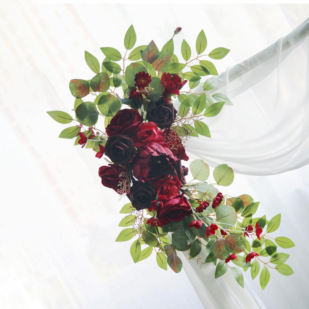2pcs Wedding Arch Flowers Artificial Peony Rose Floral Swag for Wedding Welcome Signs Ceremony Reception Decoraction