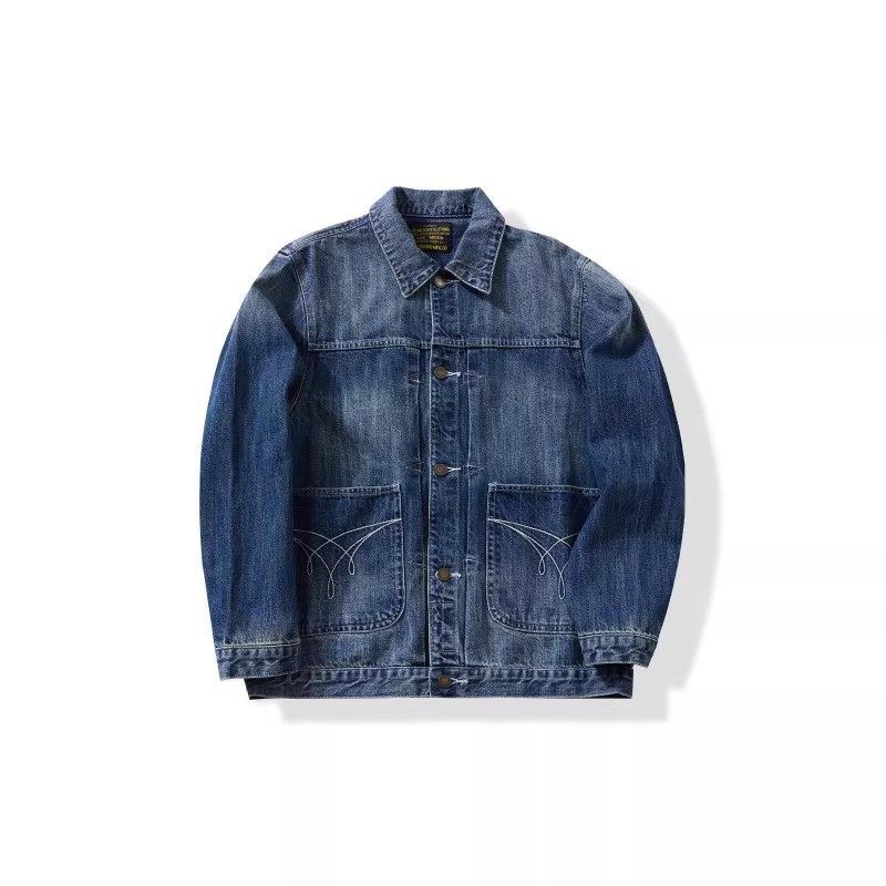 American Retro Heavy-Duty Pure Cotton Denim Original Color Workwear Denim Jacket for Men, Spring and Autumn Foreign Trade Men s Hunting Jacket Light Blue 2XL