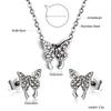 Fashion Versatile Sticky Diamond Jewelry Small Fresh Crown Heart Pendant Necklace Small Earrings Stainless Steel Jewelry Set Women
