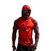 Men's Long Sleeve Hooded Sun Top with Color Block Raglan Sleeves Halloween Print