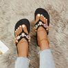 Ladies Shoes Wedge Thick Sole Thick High Heel Flip Flops Fashion Diamond Chain Slippers Sparkly Flip Flops Sandalias Femininas