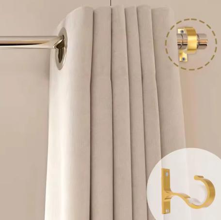 Curtain Rods Bracket Hanger Hook Rod Support Clamp Crossbar Fixing Clip Wall Hooks Organizer Rails Rack Home Storage