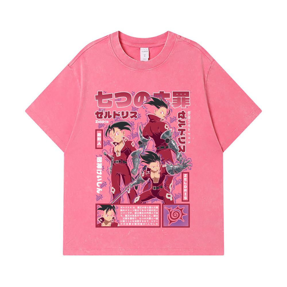 275 GSM Washed T-shirts 100% Cotton Seven Deadly Sins V10 Zeldris Print Unisex Heavy Cotton T Shirt