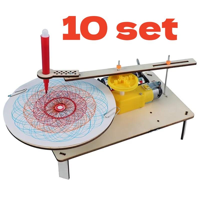 DIY Creative  wooden electric plotter Drawing Robot STEM Kids Model Automatic Painting Science Electronics Kits Experiment