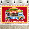 Mobile Catering Hamburger Fast Food Truck Backdrop Cartoon Photography Backdrop Birthday Party Decorative Banner Studio Props