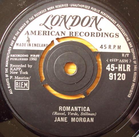 

7inch Record JANE MORGAN - Romantica 45HLR9120 London Records 1960 UK Pop Used