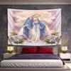 Holy Mary with Sacred Heart Icon Pattern Wall Hanging Tapestry Decorative Tapestry Home Decor for Bedroom and Living Room