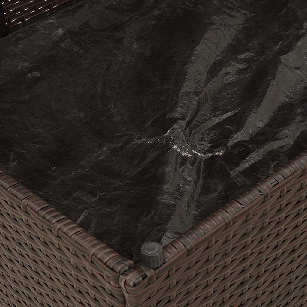 Folding Sun Lounger with Cushion and Storage Space Brown Poly Rattan