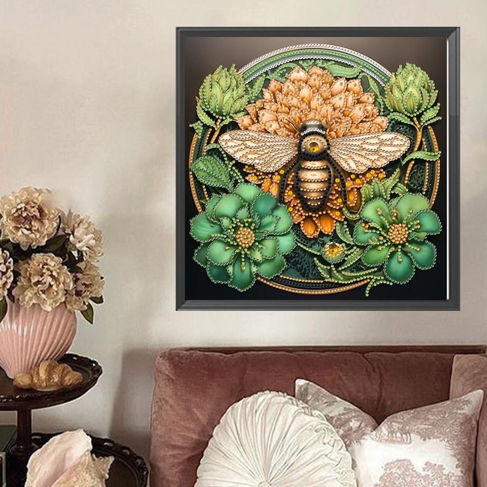 5D DIY Partial Special Shaped Drill Diamond Painting Kit Bee for Home Decoration