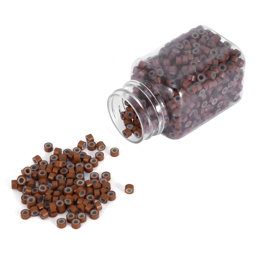 

1000 шт. Бутылка Силиконовые Соединительные Кольца Бусины Инструменты Для Наращивания Перьевых Человеческих Волос(Светло-коричневый) светло-коричневого