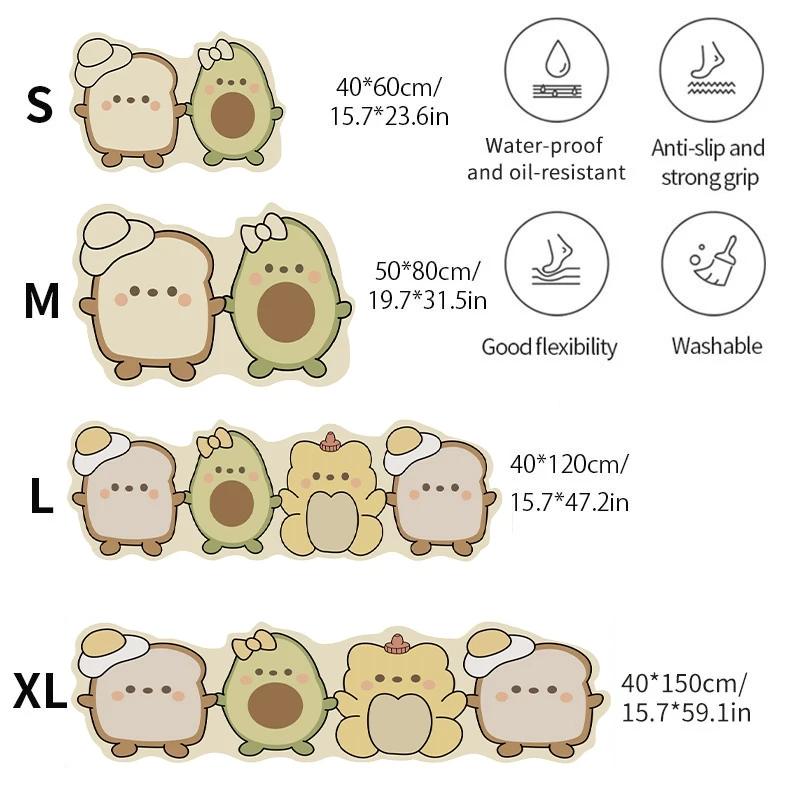 Cartoon Anti-Slip Kitchen Floor Mat Entrance Doormat Washable Door Rugs Hotel Living Room Carpet Bathroom Home Decoration Mats