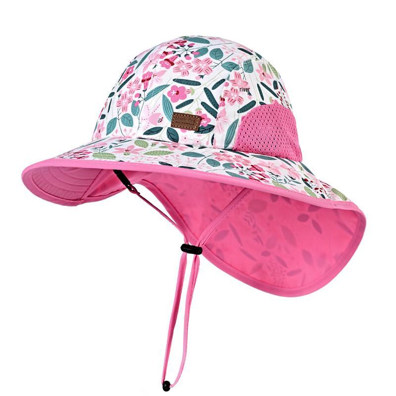 Children s Summer Printed Sun Hat with Large Brim & Shawl M