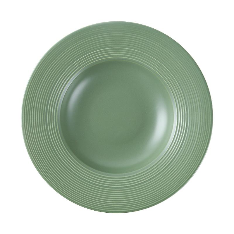 Creative European Brushed Ceramic Soup Plate Household Vegetable Plate Hotel Restaurant Pasta Plate Western Food Plate Fruit Salad Plate