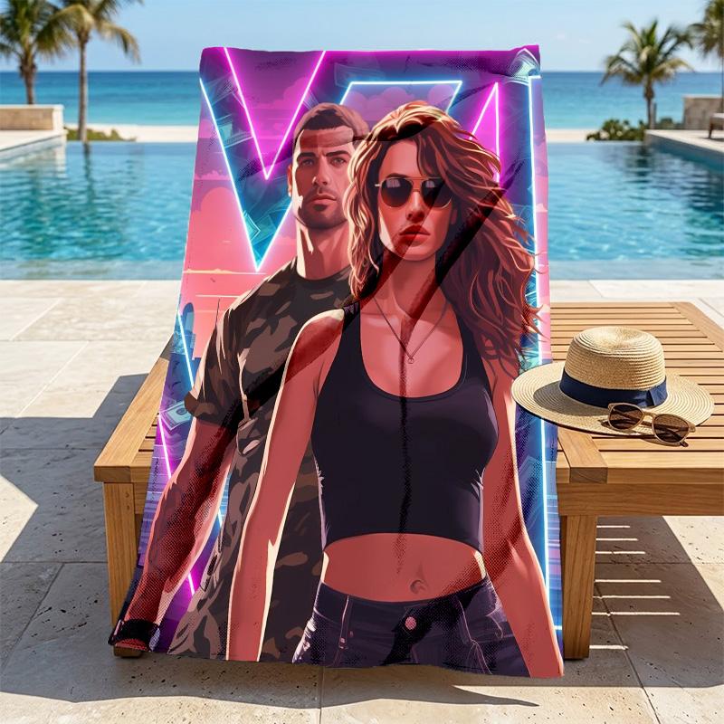 Neon City Stylish Digital Printing Beach Towel Quick Drying Absorbent Blanket For Beach Pool Gym Travel Christmas Gift C9211775
