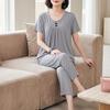 2-teiliges Damen-Pyjama-Set Kurzarm-Oberteil und Cropped-Hose Nachtwäsche-Set Sommerlich Lässig Lounge-Outfits