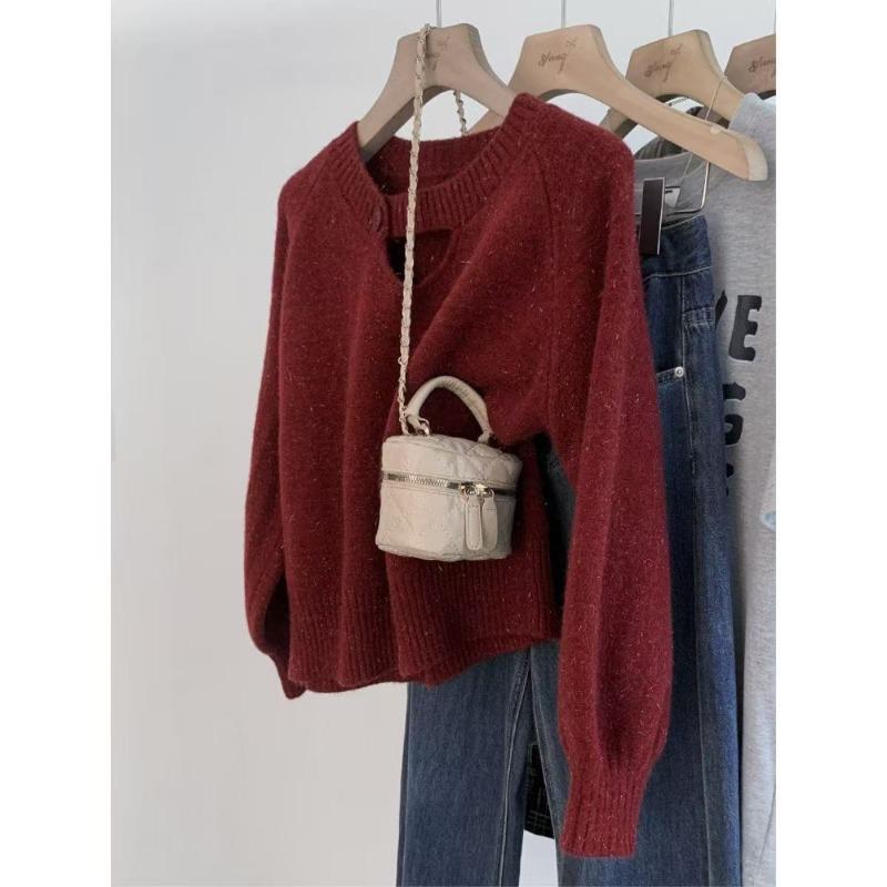 

Короткий свитер женский осенне-зимний утолщенный новый маленький базовый вязаный свитер топ 3XL красный