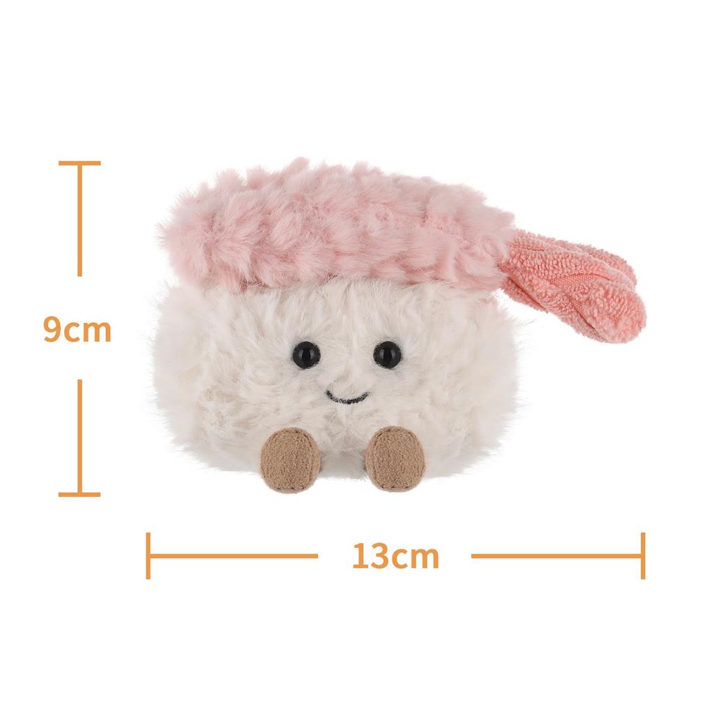 Sushi de Camarão de Cordeiro Damasco Pelúcia Macio e Fofo Sushi de Camarão para Meninos e Brinquedo de 8cm, Fofo, Meninas,