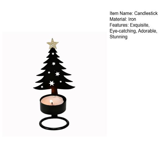 Metal Christmas Tree Candlestick Small Tree Shaped Candle Holder Holiday Tabletop Centerpiece for Home Shelf Fireplace Decor