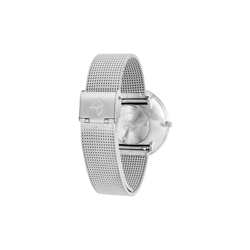 ARNE JACOBSEN BANKERS 53102-2008 40mm Watch, Scandinavian Design, Water Resistant (Quiet Design with No Second Hand), White with Silver Mesh Strap