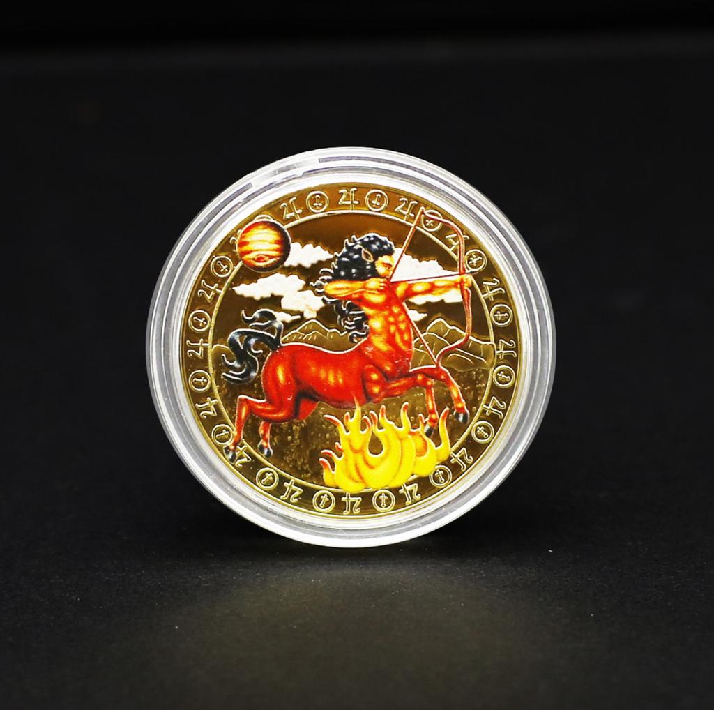 12 Signs Commemorative Medals Gold-Tone 12 Signs Collectible Wishing Commemorative