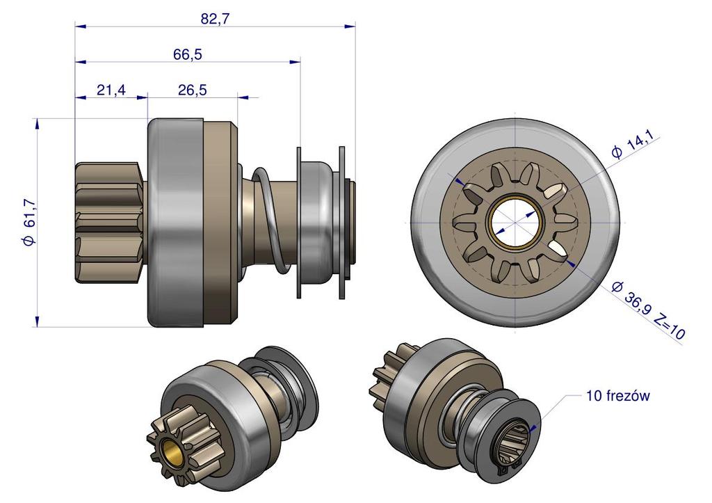 Starter clutch assembly MTZ 16.903.550 (Iskra starter) EXPOM KWIDZYN eu