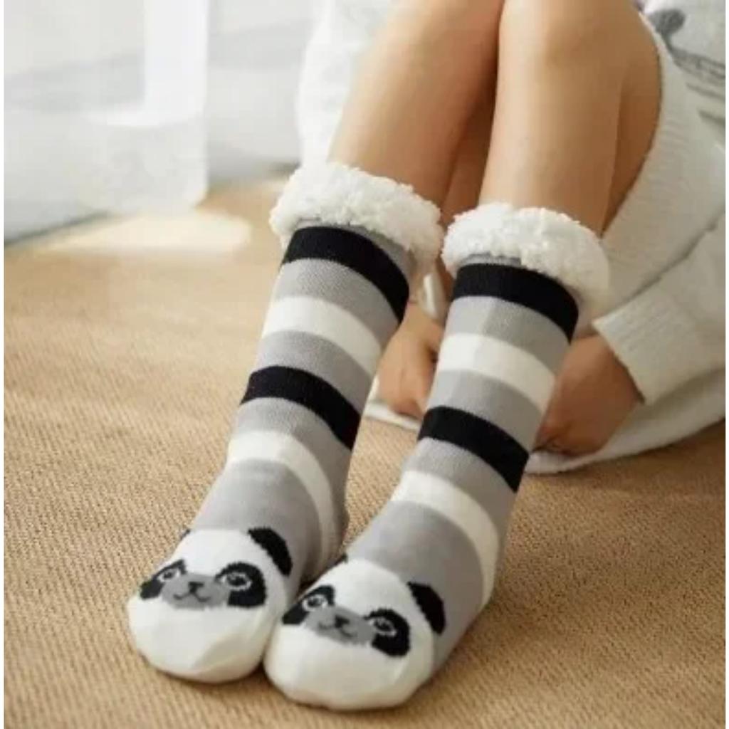 Fuzzy Sleeping Socks Women Winter Heart Funny Cute Kawaii Non Slip Cartoon Short Soft Comfy Female Floor Slippers Sock Designer