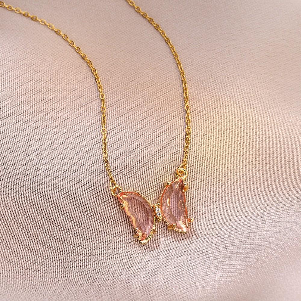 Women's Butterfly Zirconia Clavicle Necklace: Elegant, Fashionable, Titanium Steel Jewelry