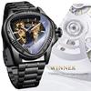 FORSINING Mechanical Wristwatch Triangle Racing Dial Waterproof Gold Skeleton Dial Automatic Movement Leather Design Men Black L Classic