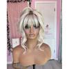 White Wig With Bangs Body Wave Lace Fornt Wig Synthetic And Blend Premium Fibre Heat Resistant Cosplay Pre Plucked For Women
