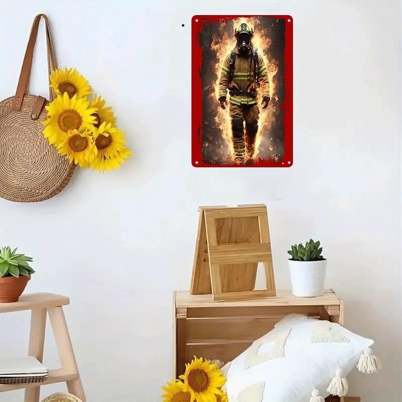 1 Piece: A Metal Wall Hanging Plaque Paying Tribute To Firefighters, Featuring a Metallic Texture. Suitable for Living Room Deco