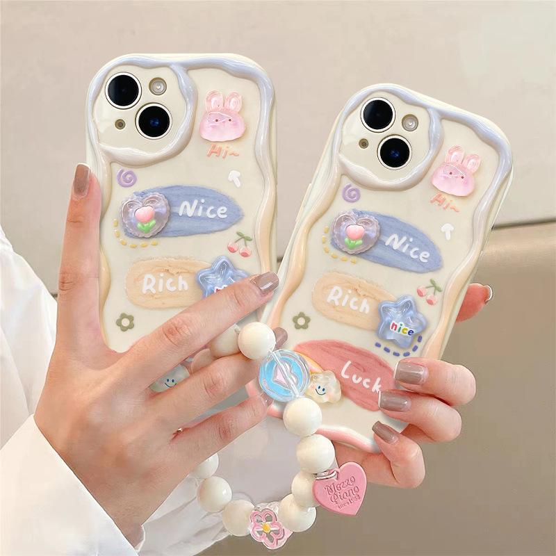 Cute cartoon chain for 16ProMax iPhone case iPhone15 niche 14 three-dimensional 13 advanced sense