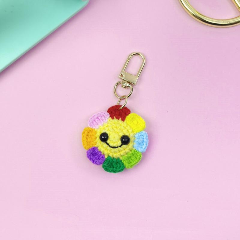 Bunte Sonnenblumen-Smiley-Gesicht Schlüsselanhänger & Handgefertigter Taschenanhänger - Ohrhörerhüllen-Dekoration für Damen & Kindertag Geschenk