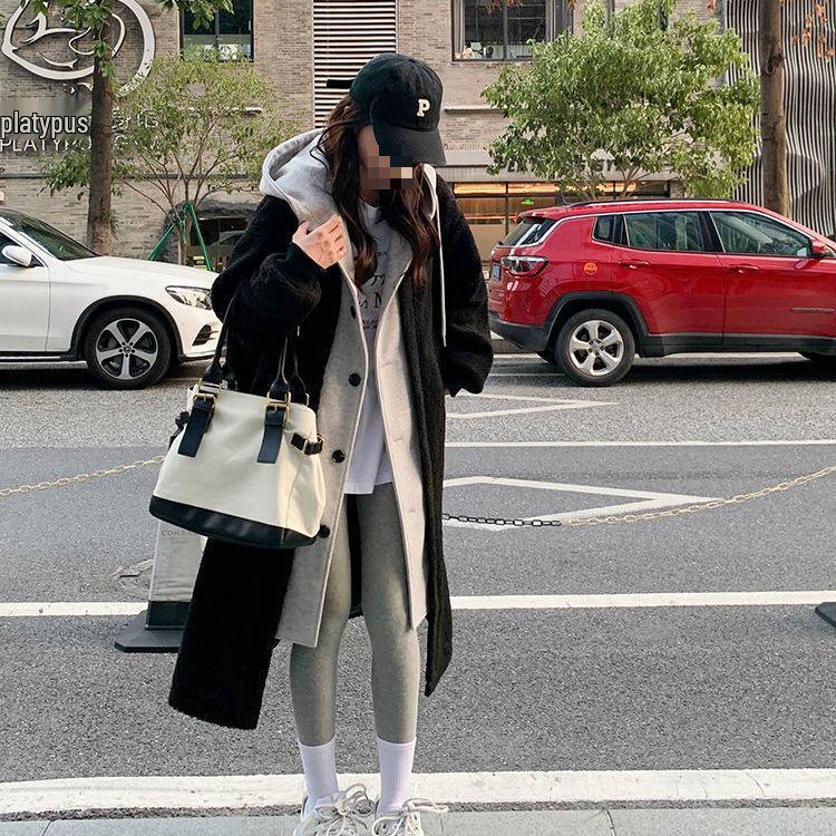 Women's Long Hooded Lamb Wool Coat - Versatile, Loose-Fit, Plus Velvet, Chic Korean Style Sweatshirt