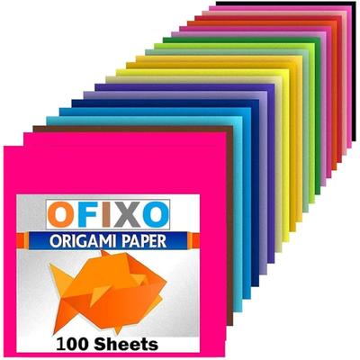 OFIXO 100pcs DIY Square Origami Paper Double Sides Solid Color Folding Paper Multicolor Kids Handmade Scrapbooking Craft