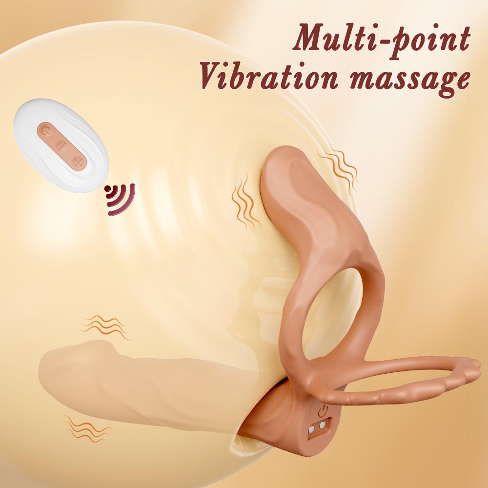 Vibrator Butt Plug with 10 Vibration Modes, Male Ring Sleeve with Remote Control, Stimulator for Men Couple Women Pleasure