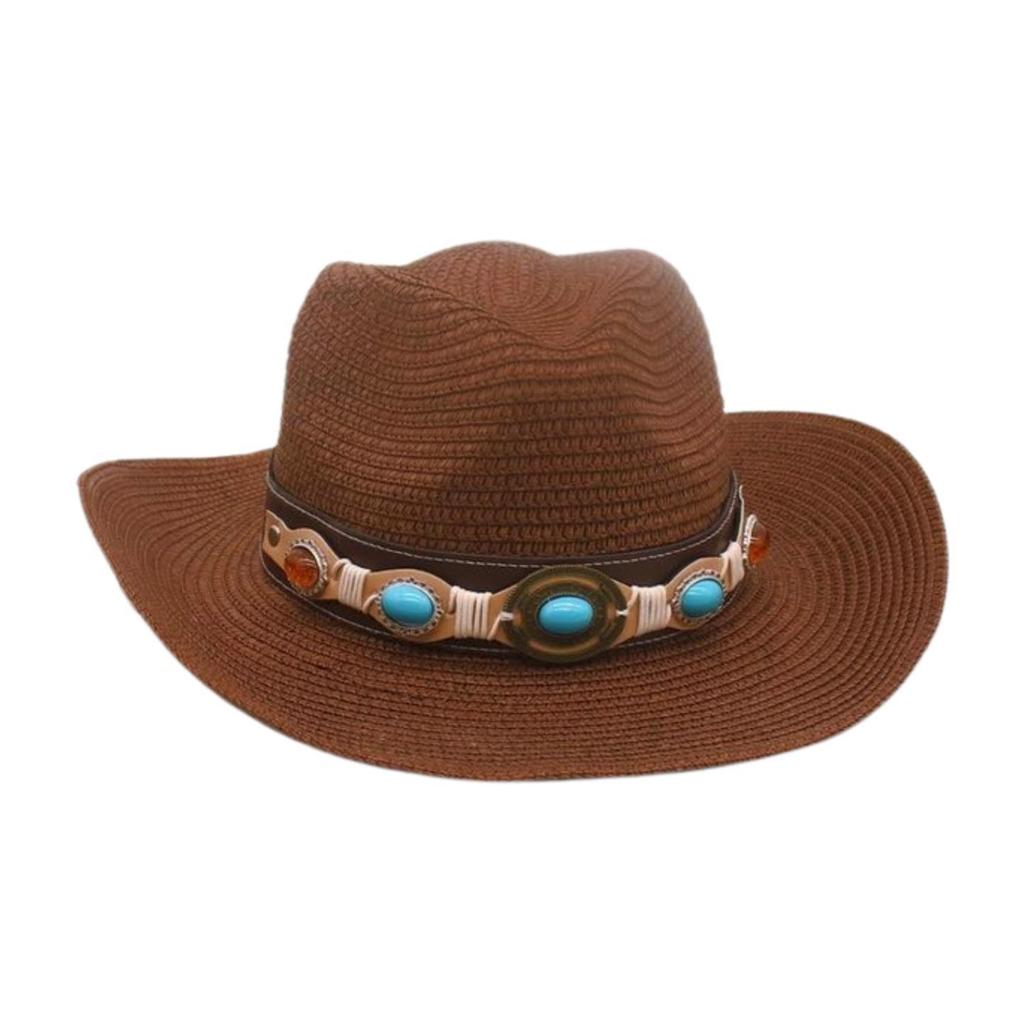 Beach Seaside Travel Straw Hat High Sense Ethnic Style Woven Straw Hat Western Cowboy Hat