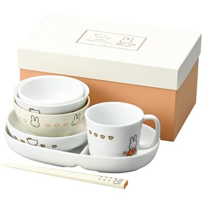 Dick Bruna Tableware Set Tsumitsumi Set Microwave and Dishwasher Safe Inglaze Kokko Parent and Child Made In Japan 417722 "Miffy" Children's 7-piece