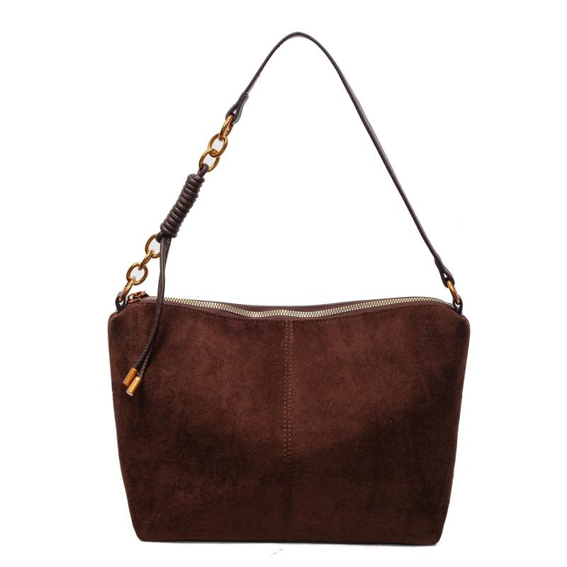 European and American retro deerskin velvet bag women's 2025 new fashionable and versatile dumpling bag high-end nubuck leather crossbody bag