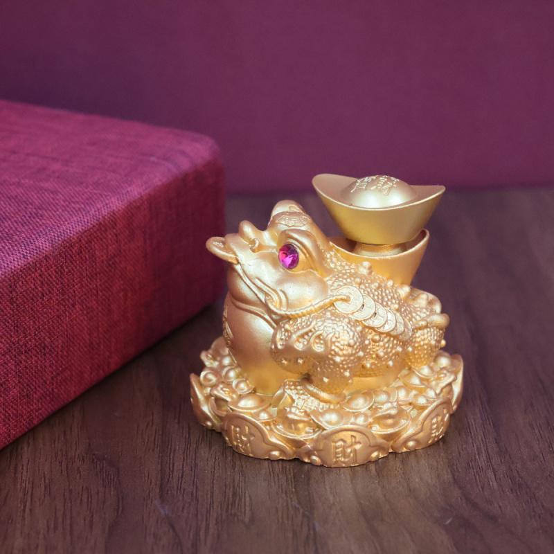 Brass Ornament Hollow Three-Legged Golden Toad Tea Pet - Treasure Living Room Wealth-Attracting Smal