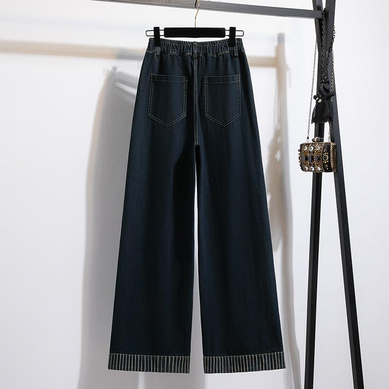 DIMANAF 2026 Autumn New Plus Size Women Casual Loose Denim Jeans Long Pants Blue Lady Bottoms