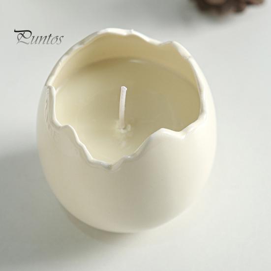 Decorative Ceramic Vessel Eggshell Candle Holder for Scented Candles, Candles Cup Container, Minimalist Art Ornament Home Decor Tabletop Centerpiece