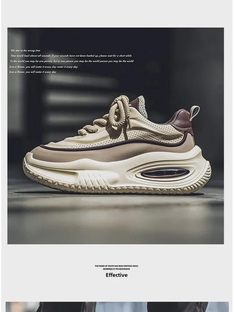 2024 Autumn Men's Breathable Running Shoes: Versatile, Thick-Soled, Air Cushion Dad Sneakers