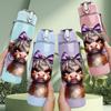1PC Fluffy Brown Highland Cow With Bow Print 750ml Color Plastic Sports Water Bottle Leakproof Flip Straw Lid Suitable for Sports Office Home Use